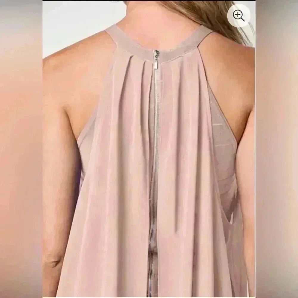 🌸VENUS Chiffon Overlay Bandage Bodycon Pink Dress Sleeveless Sexy Slimmi… - Picture 14 of 16